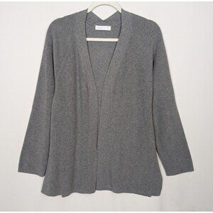 Grana M Open Front Ribbed Knit Cotton Merino Wool Cardigan Sweater Quiet Luxury
